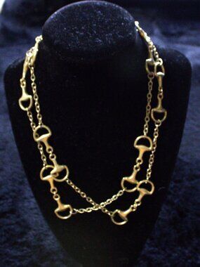 Fornsh Gold Tone, Horse Bit Necklace with Extender